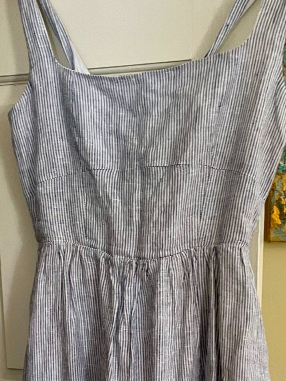 NWT QUINCE 100% European Linen Fit & Flare STRIPED Midi Dress, sz S - Picture 5 of 10